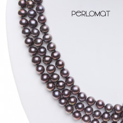 černý trojřadý perlový náhrdelník stříbro