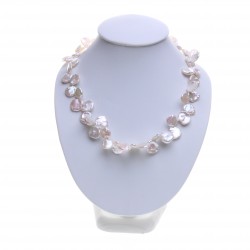 perlový náhrdelník bílý, keshi perly