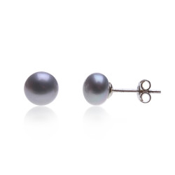 stříbrné perlové náušnice šedé