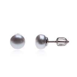 stříbrné náušnice s šedými perlami