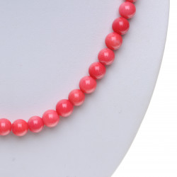 Korálový náhrdelník růžový, hladké kuličky 8 mm, 41 cm